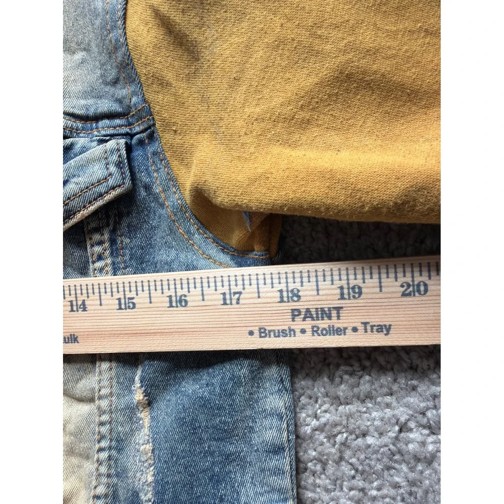 Evolution In Design Boys Varsity Denim Jacket Distressed Blue Yellow L 14-16